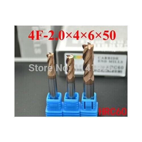 5PCS 4 Flute 4F-2.0*4*6*50,HRC60,carbide end mills,Carbide Square Flatted End Mill , the lathe tool,boring bar,cnc,machine
