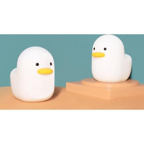 5V 1A Cute Lovely Cartoon Dull Duck Led Night Light Silicone USB Charging Nightlight Holiday Gifts Kids Room Bedside Bedroom