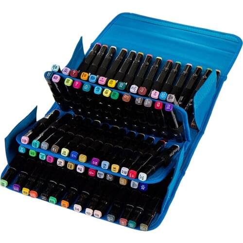 80 Slots Portable Marker Case Bag Holder Pouch for Copic Marker Sketch Pencils Pencils Fit Pens in Diameter 15mm to 22mm