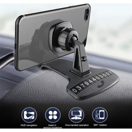 Car Multifunctional Mobile Phone Bracket 360 Degree Sun Visor Mirror Dashboard Mount GPS Stand Phone Holder With Parking Card