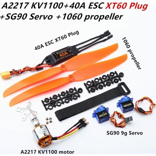 Brushless Motor A2217 2217 1100KV / 1250KV / 2300KV Brushless 40A ESC SG90 Servo 8060/1060 for RC High Speed Fixing Wing