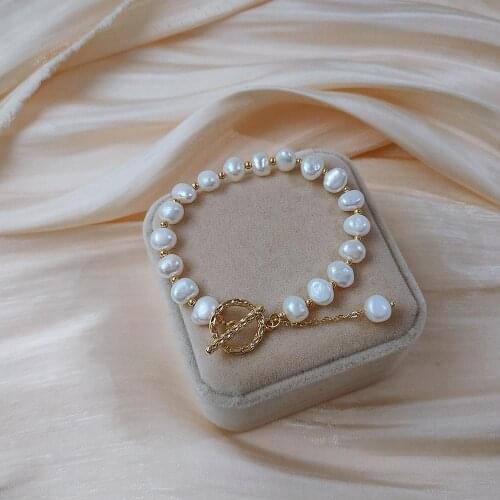 New 14k Gold Filled Baroque Natural Freshwater Pearl Female Bracelet Original Jewelry For Women Choker Charms Wedding Gift