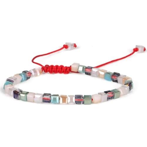 Geometric crystal beads handmade strand bracelets for women men customized adjustable jewelry pulseras mujer bijoux