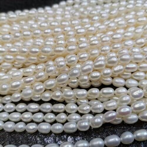Lots 10 X Strands rice shape freshwater pearl 5-6mm beads white loose strings