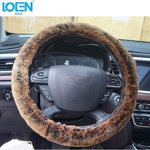 LOEN Car Steering Wheel Cove Car-Styling Universal Winter Warm Steering Wheel Cover Warm Long Wool Soft Plush Steering