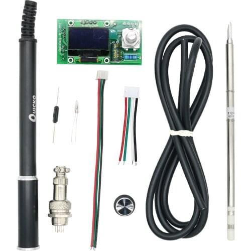 QUICKO T12 STC OLED Controller Digital Soldering Iron Station DIY KITS With Black Aluminum alloy handle Use for HAKKO T12 tips