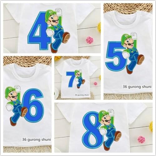 Kids Happy Birthday present Girls & Boys Tshirt Children Baby Number Print Game Custom T-shirt Cartoon Funny Baby Clothes