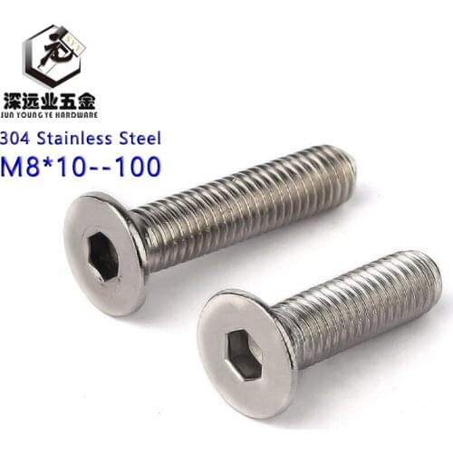 DIN7991 M8 Hex Socket Flat Head Machine Screws Stainless Steel Hexagon Socket Countersunk Screws GB2673 ISO10642 JISB1194