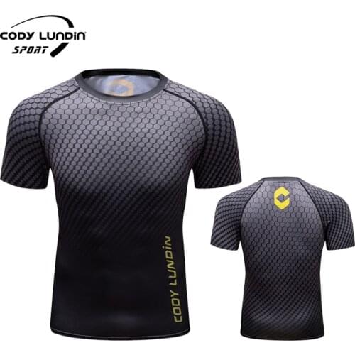 Factory Bulk Order New Design Full Digital Print T-shirt Sport Rashguard Jogging Tight Compress Tee Shirt