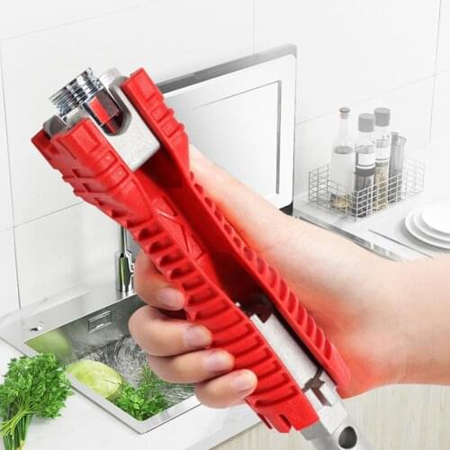 16-in-1 Flume Wrench Pattern Design Anti-slip Long Handle Dual-headed Kitchen Sink Installer Repair Spanner for Faucet