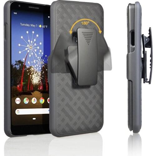 For Google Pixel 3a Heavy Duty Hybrid Rugged Case Belt Clip Swivel Holster Cover