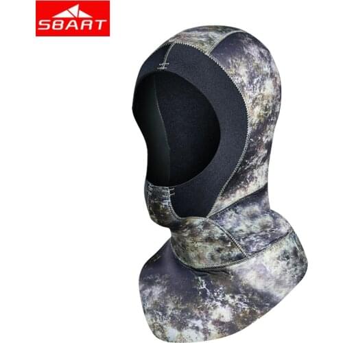 SBART Camouflage Wetsuits Caps 3MM Neoprene Women Men Winter Keep Warm Hood With Shoulder Surfing Scuba Diving Cap Accessories