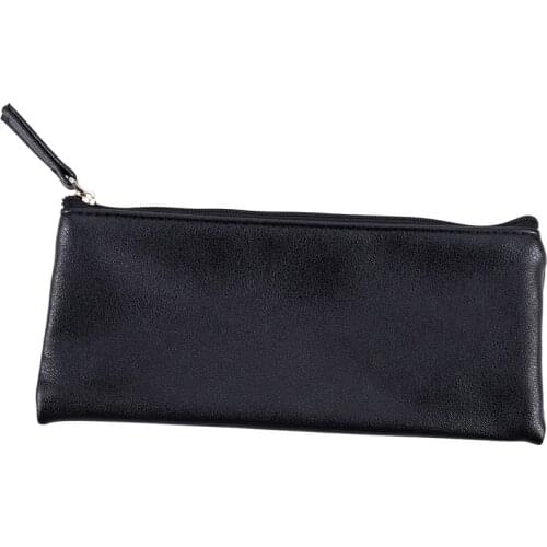 Leather Pencil Case Pouch Bag with Zipper,Pencil Case Soft Pencil Case Makeup Pouch Cosmetic Pouch(Black)
