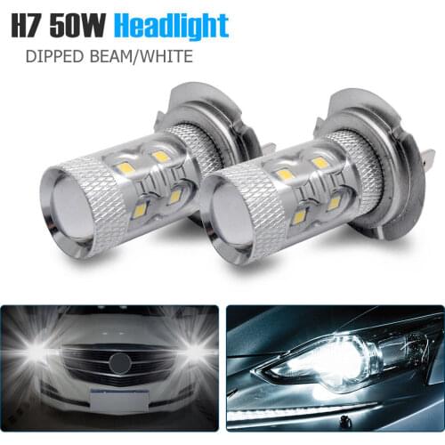 2pcs 50W H7 Super White Main Dipped Beam 499 LED Car Headlight Bulbs Lamp Foglights