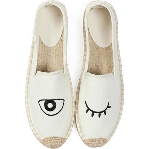 LEOSOXS Ladies Hemp Shoes 2020 Autumn Fashion Casual New Flat Embroidery Variety Of Cartoon Soft Canvas Shoes