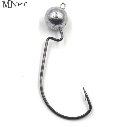 MNFT Wholesale Hot Sale 40PCS(42Pcs Mixing) Lead Jig Head Worm Hooks Wide Gap Crank Hooks