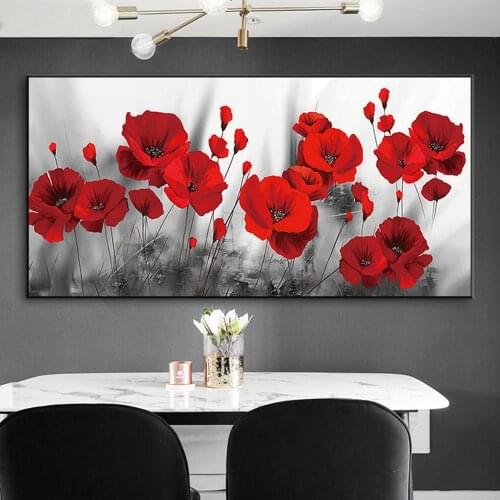 Poppies flower Canvas Paintings On The Wall Art Posters And Prints Red Flowers Canvas Art Wall Pictures For Bed Room Cuadros