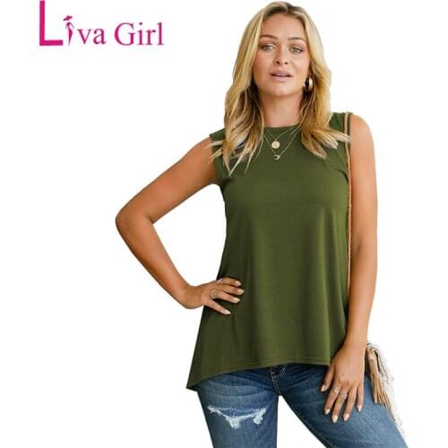 LIVA GIRL Plus Size Brief Women Tank Top 2020 Summer Casual O-neck Sleeveless Vest Solid Tanks Tops for Female Lightweight S-XXL