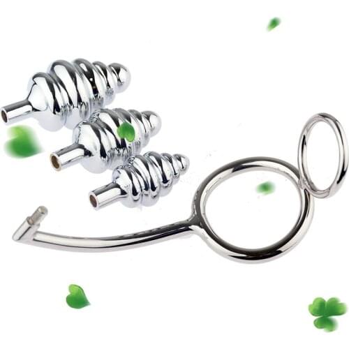 Metal Cock Ring Anal Hook Male Prostate Massager Multifunctional Stainless Steel Screw Anal Plug Anus Butt Plug Sex Toys