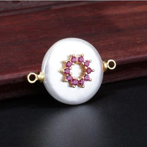 Micro pave mixed cz sun flower sign charm round coin pearl bead connector forbracelet women jewelry DIY making