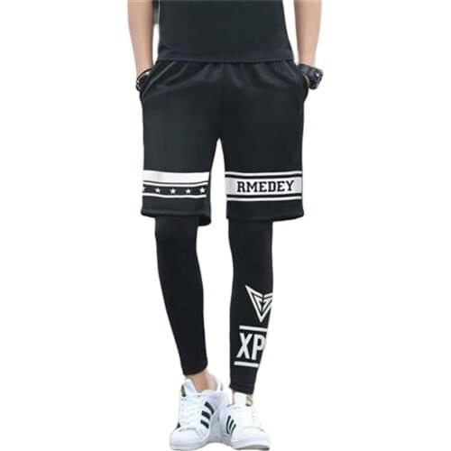 2021 Spring Summer Men Shorts and Leggings 2 Pcs Set Fashion Chic Hip Hop Shorts Running Fitness Basketball Bodybuilding Sets