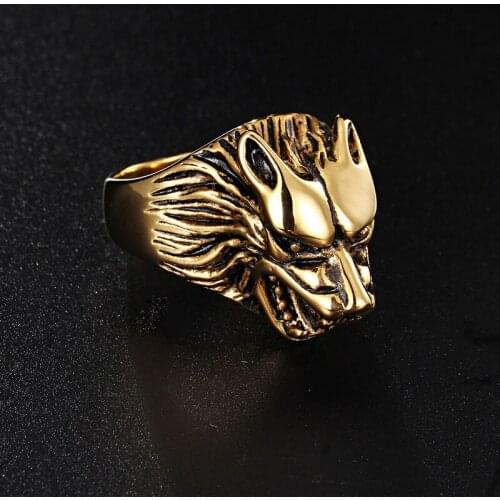 Europe and the United States stainless steel ring men domineering wolf head ring