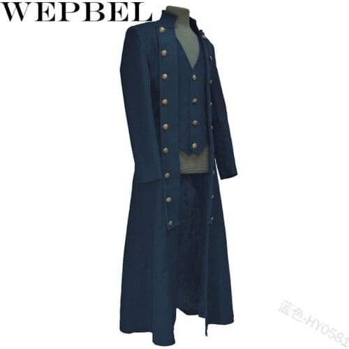 WEPBEL Mens Party Tuxedo Punk Adult Clothing Halloween Carnival Gothic Coat for Men Medieval Cosplay Middle Ages Costumes