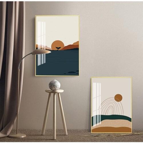 Rainbow Print Boho Poster Wall Pictures Home Decor Abstract Painting Sunrise Canvas Poster Sea Whale Wall Art Prints Vintage Sun