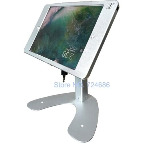 For ipad 2/3/4/air/pro 9.7" desktop secure lock stand with metal frame brace display kiosk POS table security holder on hotel