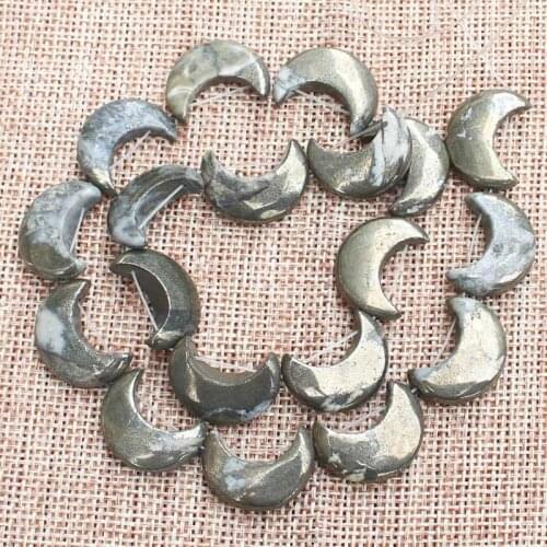 Natural Pyrite 15x20mm Moon shape beads 15inch,For DIY Jewelry Making !We provide mixed wholesale for all items