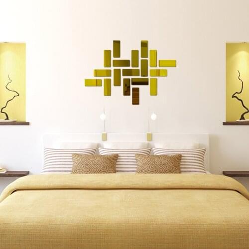 2021New 18PCS Removable Fashion Mirror Brick Wall Sticker Decal Self Adhesive Home Room Art Decor Mirror Stickers Home Decor