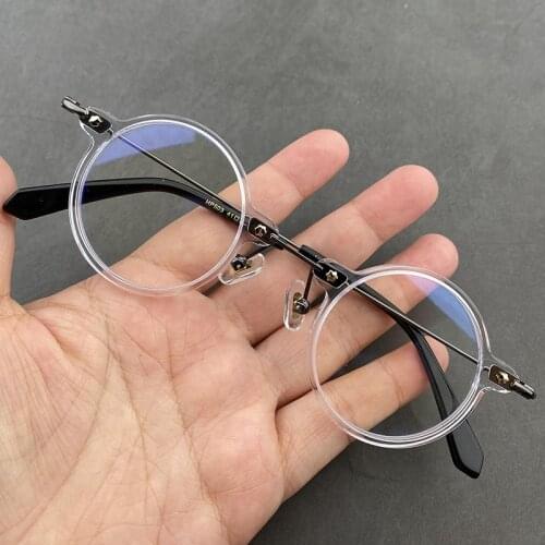 Vintage Small Round Glasses Men Women Acetate Retro Eyeglasses Frames Optical Myopia Frame Prescription Spectacles Clear Eyewear