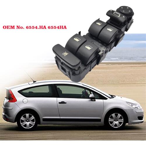 Front Left Side Electric Power Window Regulator Master Switch For Citroen C4 2004-2015 6554.HA 6554HA