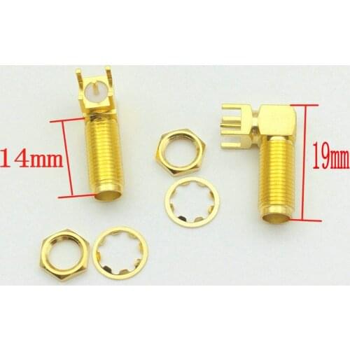 100pcs BRASS RP-SMA female plug right angle Screws PCB mount adapter
