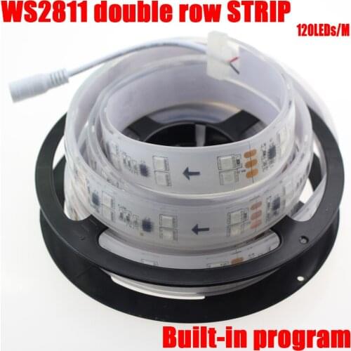 Best price ws2811ic 5050 RGB addressable led pixels strip double row waterproof 5m DC12V 60leds/M