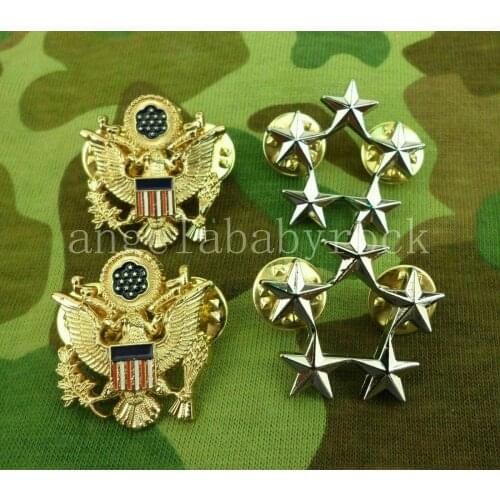 WW2 US Army Five-Star Rank Badge General Of The Uniform Pins Brooch FULL SET armyshop2008