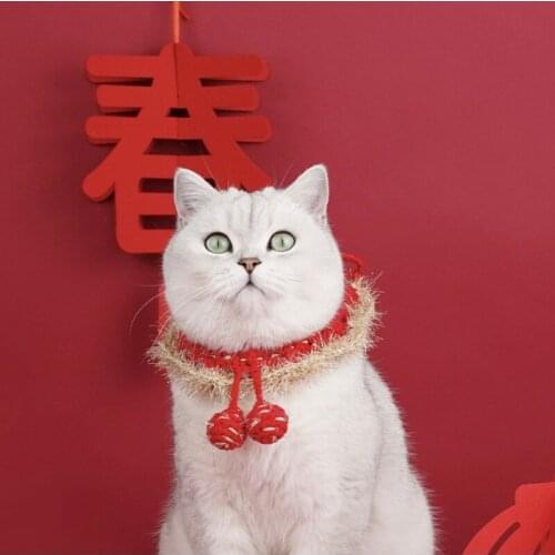 Dog Cat Scarf and Neck Decoration Scarf Bib Scarf Cartoon Print Pet Accessories New Year Supplies