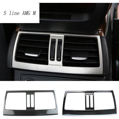 Car Styling Carbon Fiber Rear Air Conditioning Outlet Frame Trim Panel Decals AC Vents Protector Stickers For BMW E70 E71 X5 X6