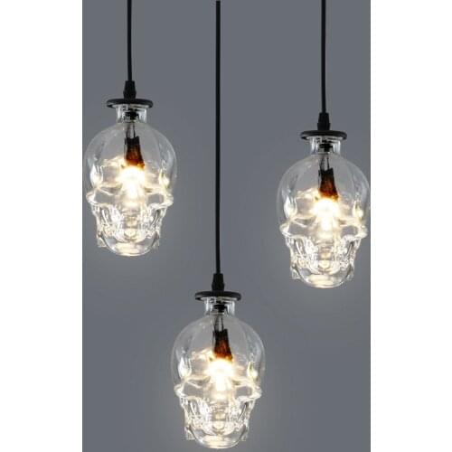 Nordic Glass Skull Pendant Lights Vintage Dining Room Bar Hanging Lamp Industrial Cafe Kitchen Pendant Light Fixtures Home Decor