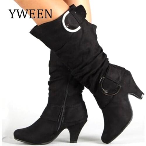 Women Boots Round Toe Western Retro Mid-Calf Boots Womens Platform Shoes Femal Spike Heels Boot For Women Zapatos Para Mujer
