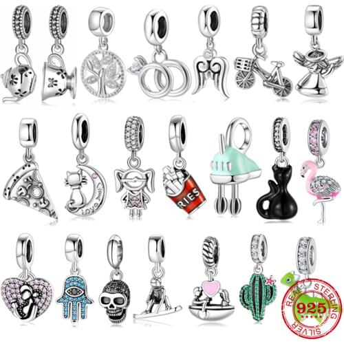 925 Sterling Silver Desert cactus Sparkling Green CZ Charms For jewelry making Pendants Fit Original Charm Designer Bracelets