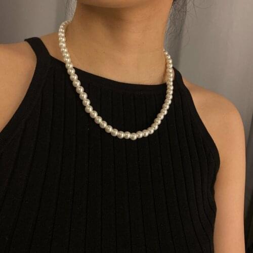 Fashion Silver Color Imitation Pearls Beaded Necklace for Women Clavicle Chain Short Necklaces Female 2020 Classic Jewelry New