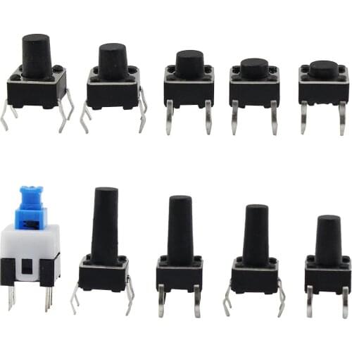 10Values 180PCS Tactile Push Button Switch Micro Momentary Tact Assortment Kit (180PCS)