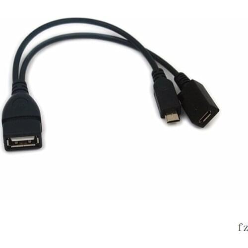 100 Pcs OTG Splitter Y USB Jack to Mirco 5 Pin Male Female Cable Black Micro USB Male to USB A Female Support OTG