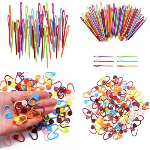 100pcs Multicolor Plastic Knitting Crochet Locking Stitch Marker Sweater Weaving Knitting Needles Clip DIY Sewing Tools Crafts