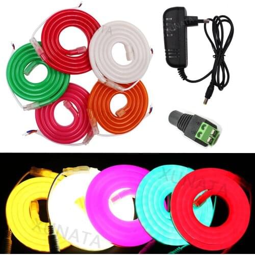 12V Neon LED Strip Light SMD2835 120LED/M High Safety IP68 Waterproof Outdoor Decorative Flexible Light DC12V Power adapter