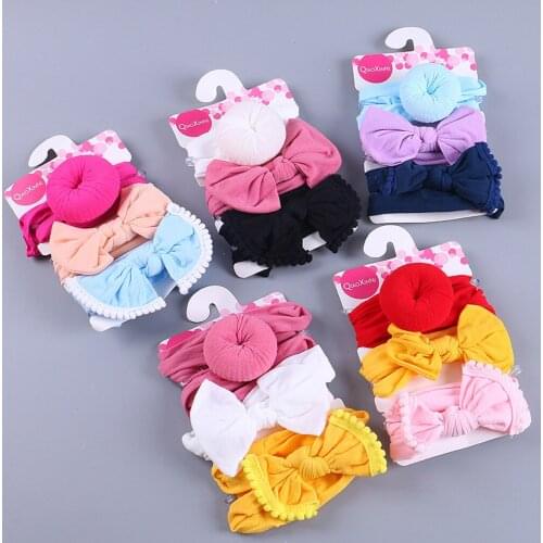 3Pcs Kids Newborn Bowknot Floral Headband Girls Baby Elastic Bowknot Accessories Hairband Set New Turban Headwear Jly15