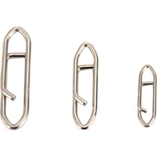 50 Pcs/Pack Powerful Stainless Steel Fishing Fast Link Clips Lock Snaps Quick Lure Change Connector for Freshwater