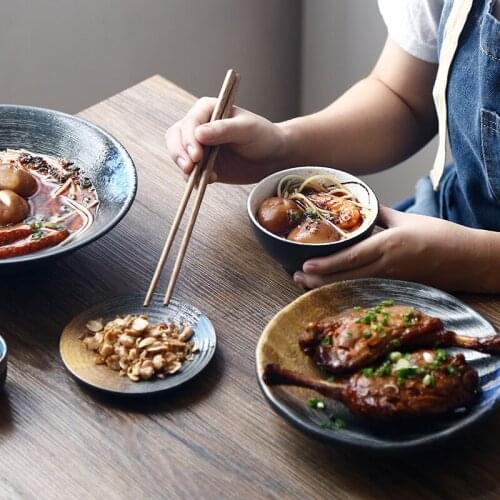 Platycodon grandiflorum rice bowl Japanese household tableware ceramic bowl thickened Japanese deep bowl porcelain bowl hand-pai