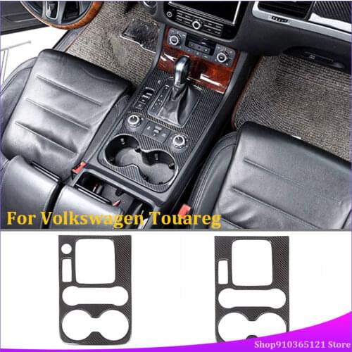 For Volkswagen Touareg 2011-2018 Auto Gear Large Panel Sticker Cover Real Carbon Fiber Car Interior Modification Parts